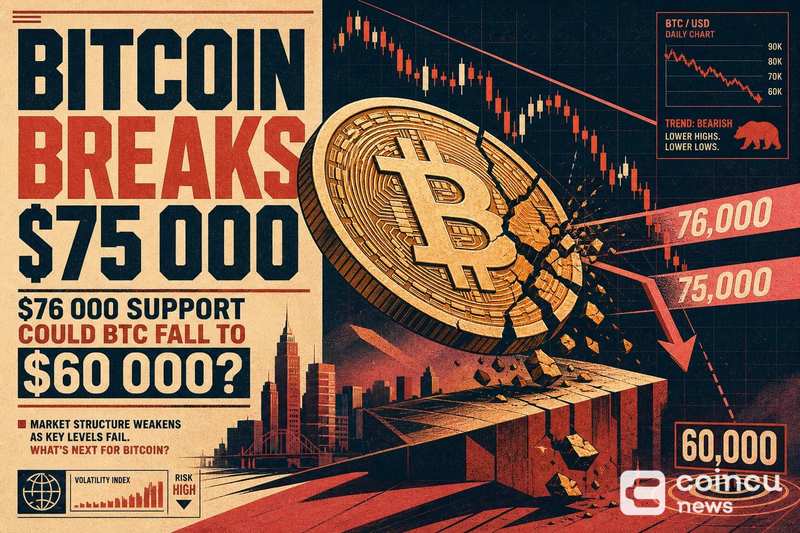 Bitcoin Breaks $75,000-$76,000 Support: Could BTC Fall to $60,000?