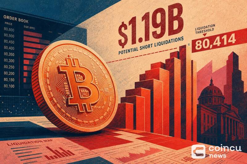 Bitcoin Short Liquidations Could Hit $1.19B Above $80,414