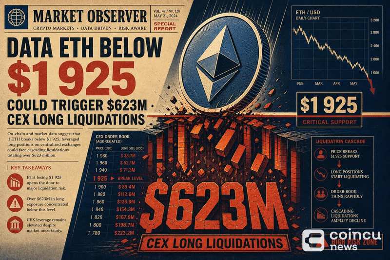 Data: ETH Below $1,925 Could Trigger $623M CEX Long Liquidations