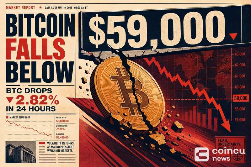 Bitcoin Falls Below $59,000 as BTC Drops 2.82% in 24 Hours