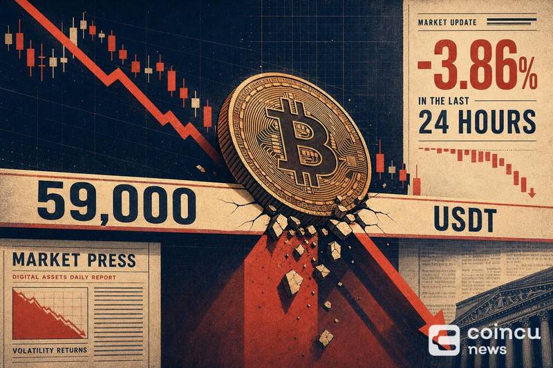 Bitcoin Falls Below 59,000 USDT as BTC Drops 3.86% in 24 Hours