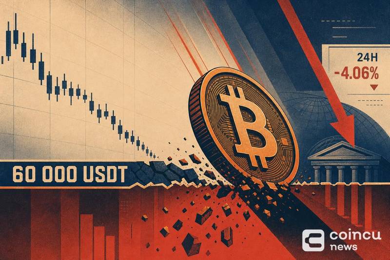 Bitcoin Falls Below 60,000 USDT After 4.06% 24H Drop