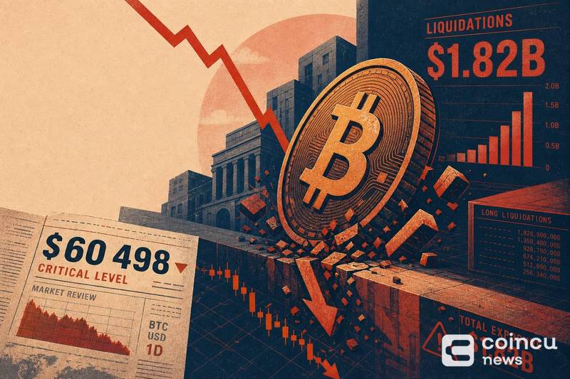 Bitcoin Long Liquidations Could Hit $1.82B if BTC Falls Below $60,498