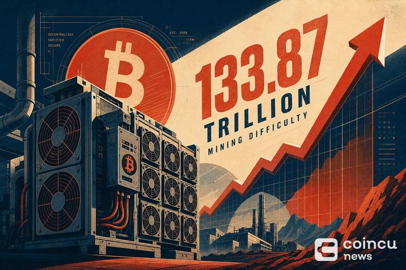Bitcoin Mining Difficulty Rises to 133.87 Trillion