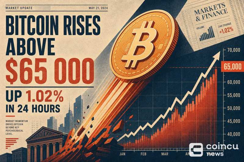 Bitcoin Rises Above $65,000, Up 1.02% in 24 Hours