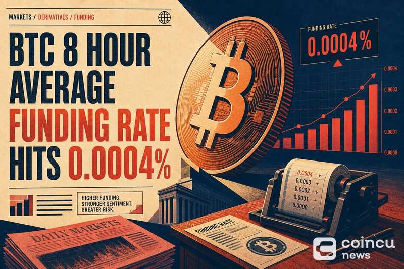 BTC 8-Hour Average Funding Rate Hits 0.0004%