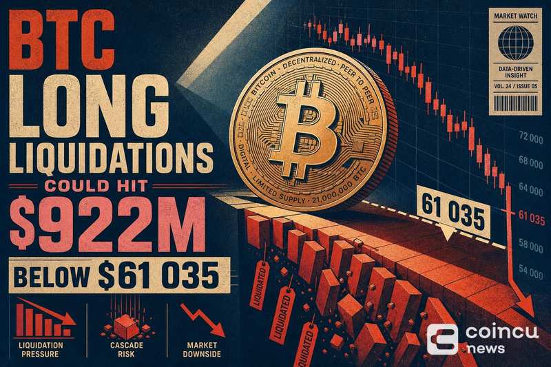 BTC Long Liquidations Could Hit $922M Below $61,035