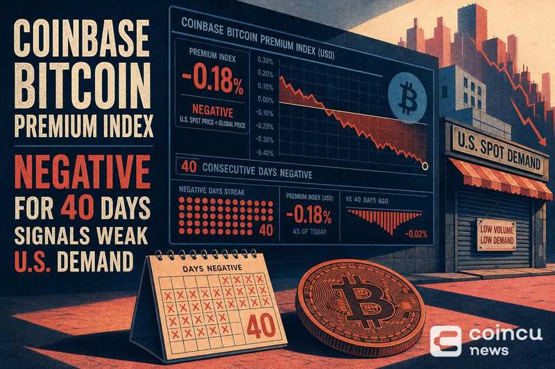 Coinbase Bitcoin Premium Index Negative for 40 Days Signals Weak U.S. Demand