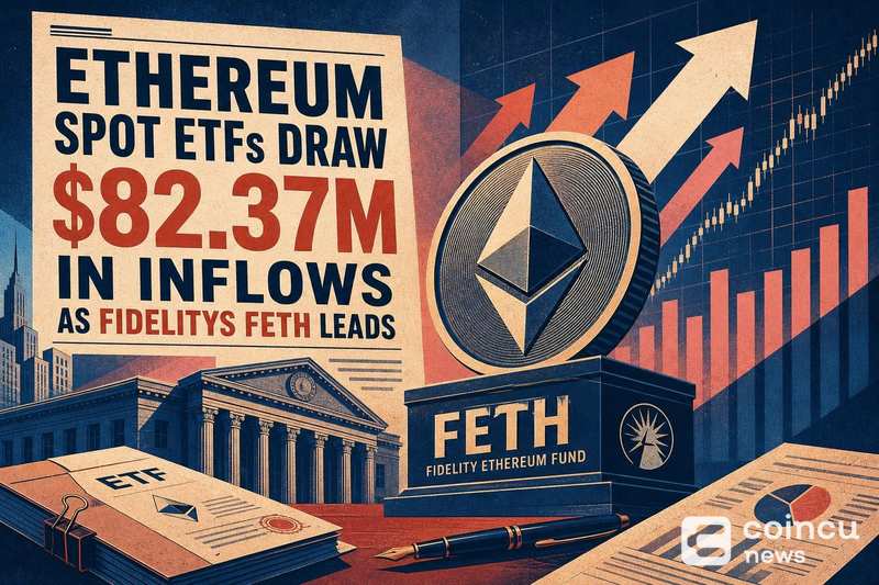 Ethereum spot ETFs draw $82.37M in inflows as Fidelity’s FETH leads