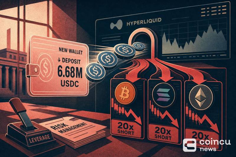 New Wallet Deposits 6.68M USDC to Hyperliquid, Opens 20x Shorts on BTC, SOL and ETH