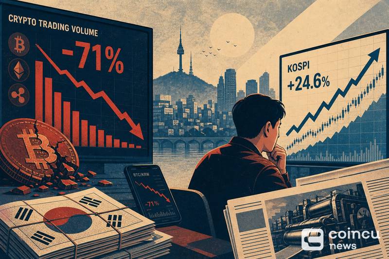 South Korea Crypto Trading Volume Falls 71% as Stocks Draw Retail Traders: Korea Times