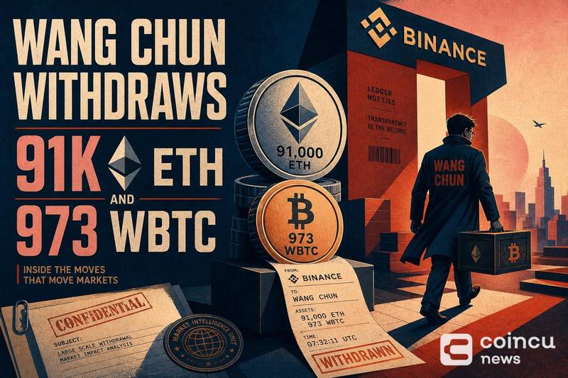 Wang Chun Withdraws 91K ETH and 973 WBTC From Binance