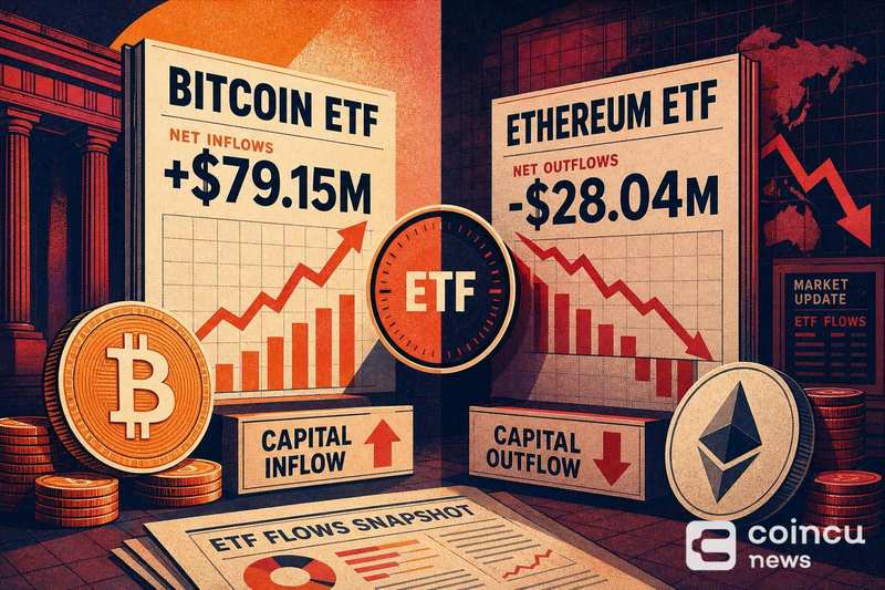 Bitcoin ETFs Add $79.15M as Ethereum ETFs Lose $28.04M