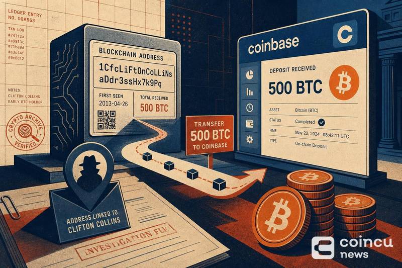 Address Linked to Clifton Collins Deposits 500 BTC to Coinbase