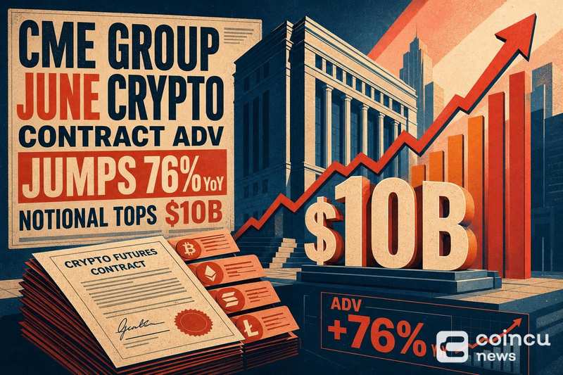 CME Group June Crypto Contract ADV Jumps 76% YoY, Notional Tops $10B