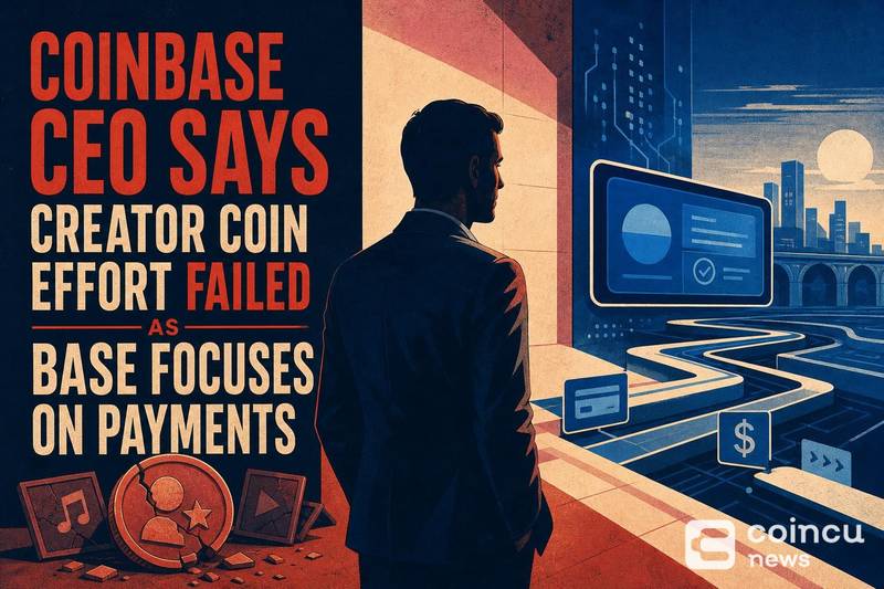 Coinbase CEO Says Creator Coin Effort Failed as Base Focuses on Payments