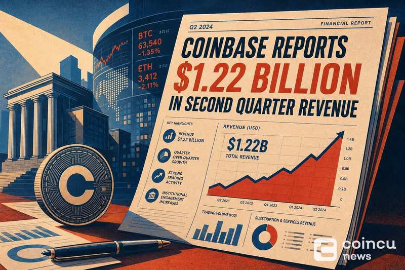 Coinbase Reports $1.22 Billion in Second-Quarter Revenue