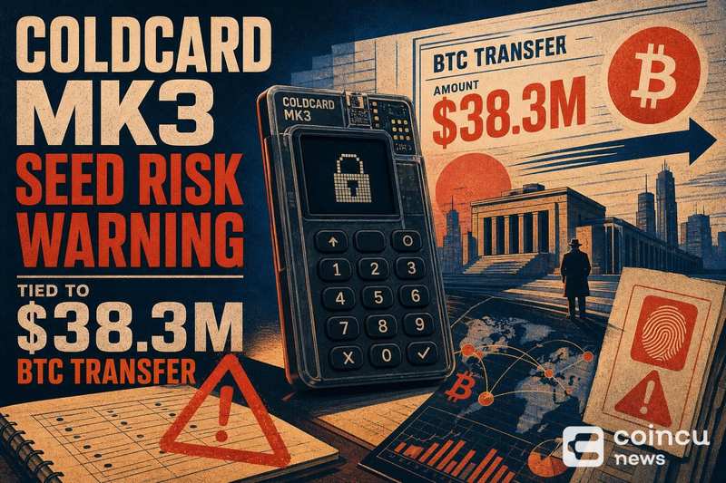 Coldcard Mk3 Seed Risk Warning Tied to $38.3M BTC Transfer