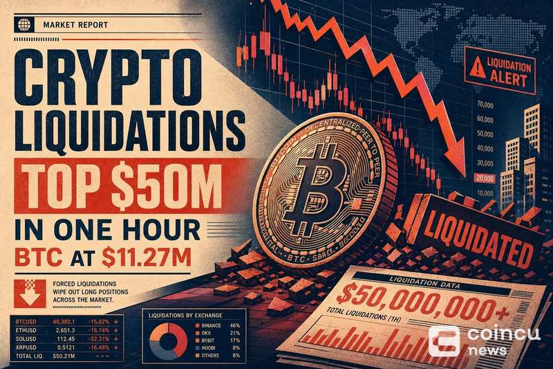 Crypto Liquidations Top $50M in One Hour, BTC at $11.27M