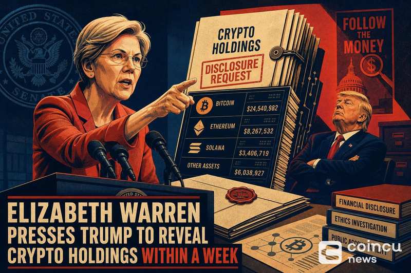 Elizabeth Warren Presses Trump to Reveal Crypto Holdings Within a Week