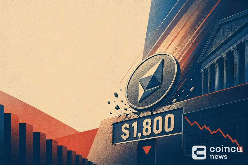 Ether Falls Below $1,800 as ETH Drops 1.23% in 24 Hours