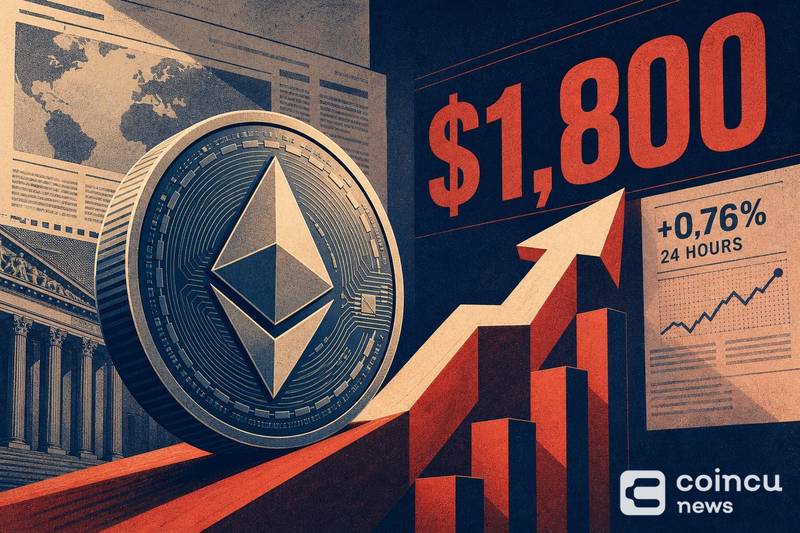 Ether Nears $1,800 as ETH Gains 0.76% in 24 Hours