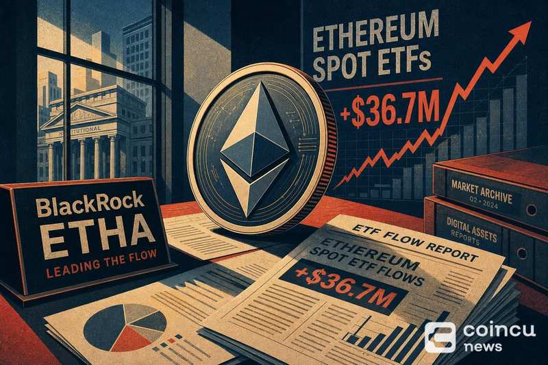 Ethereum Spot ETFs Add $36.7M as BlackRock ETHA Leads