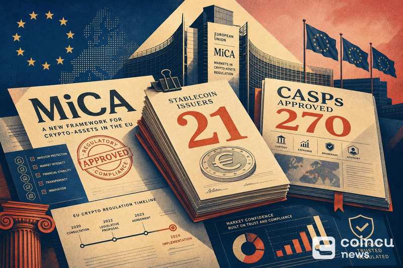 MiCA Implementation: 21 Stablecoin Issuers, 270 CASPs Approved