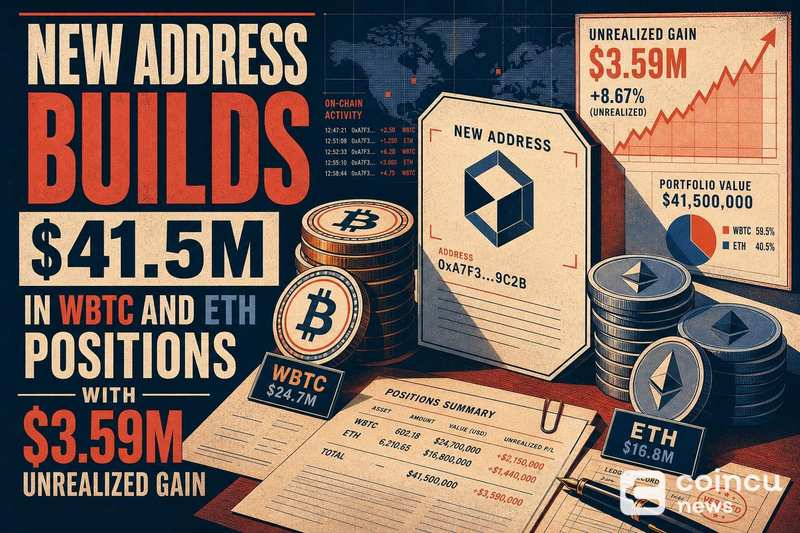 New Address Builds $41.5M in WBTC and ETH Positions With $3.59M Unrealized Gain