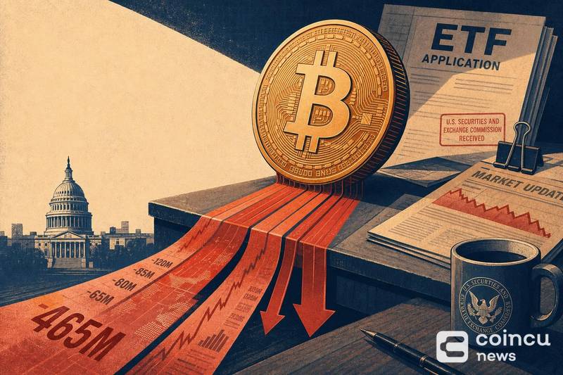 U.S. Spot Bitcoin ETFs See Second Straight Day of $465M Net Outflows