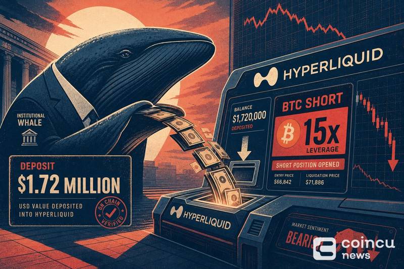 Whale Deposits $1.72 Million Into Hyperliquid, Opens 15x Leveraged BTC Short