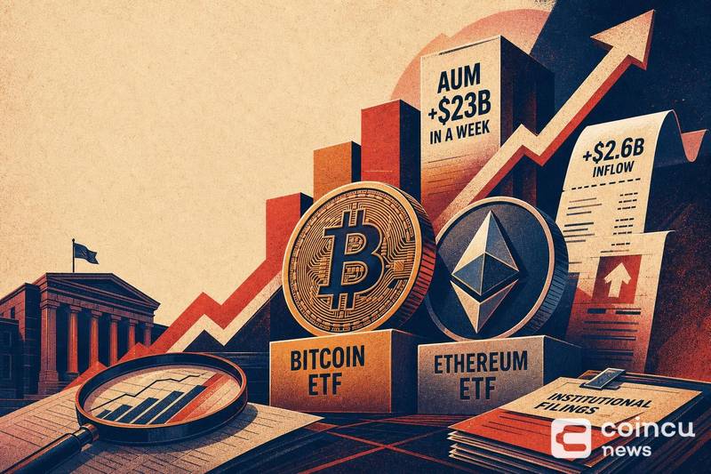 Bitcoin and Ethereum ETFs Add $2.6B as AUM Jumps $23B in a Week