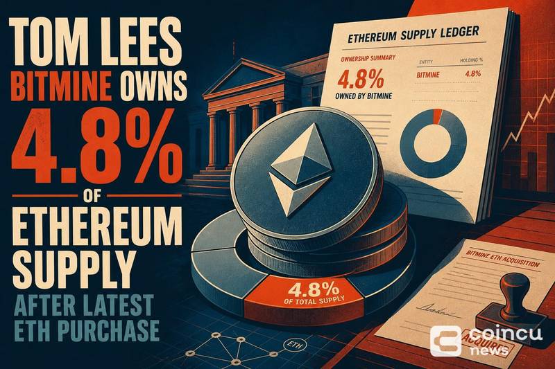 Tom Lee’s Bitmine Owns 4.8% of Ethereum Supply After Latest ETH Purchase