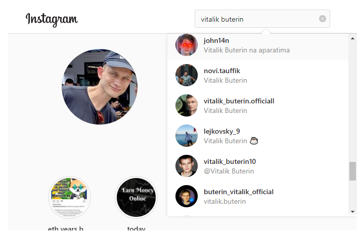 Vitalik Buterin has been posing on Instagram to carry out