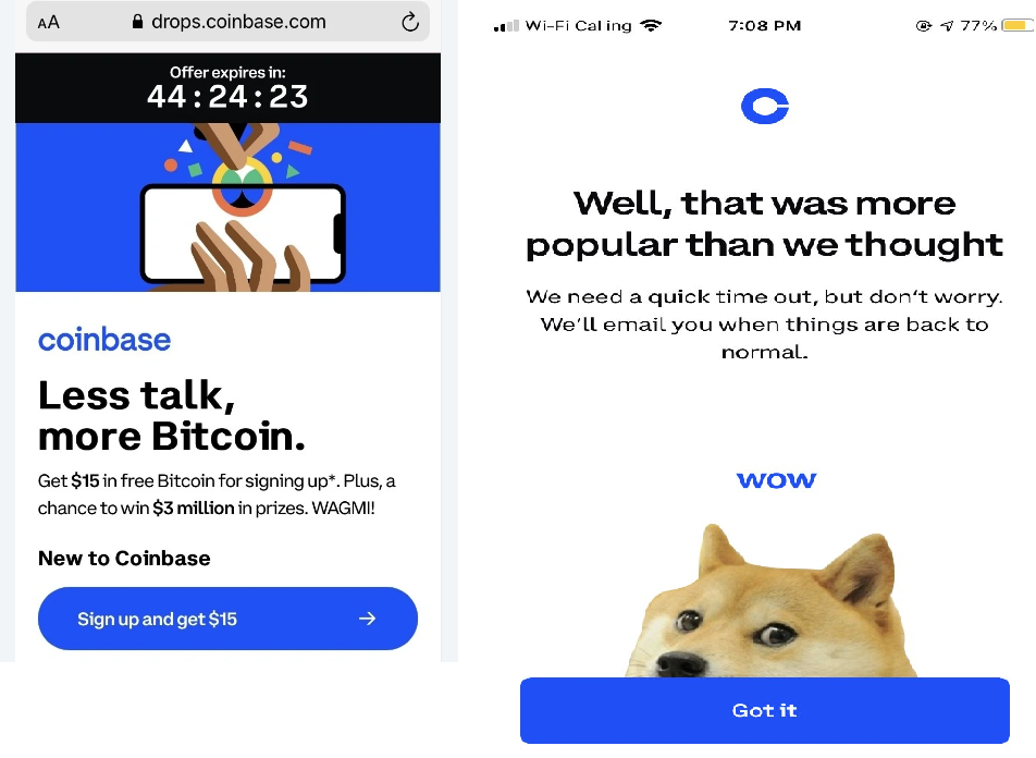Coinbase's 'Free Bitcoins' Super Bowl Ads are causing websites to crash  momentarily - CoinCu News