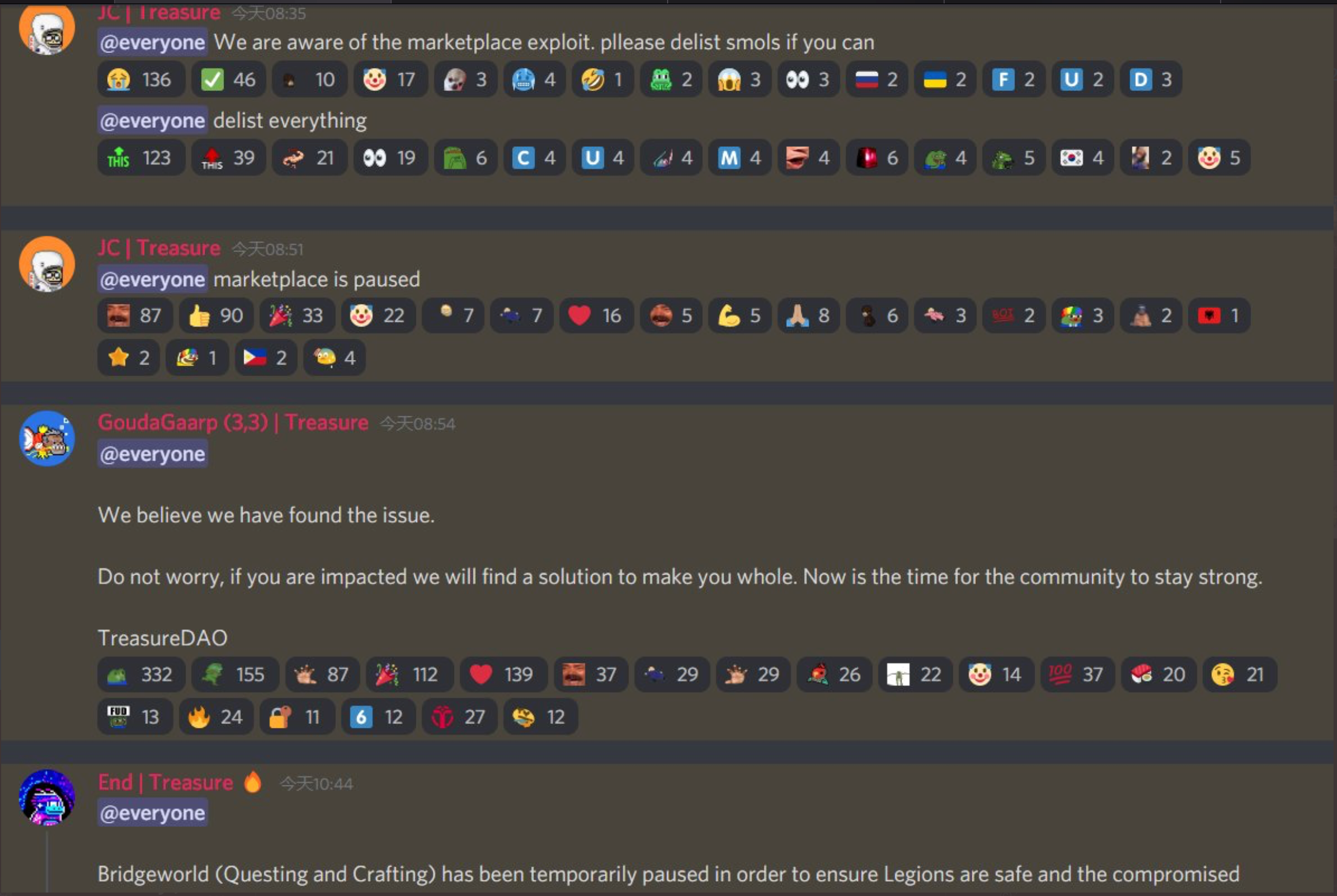 Hackers began returning NFT Smol Brains after attacking TreasureDAO causing