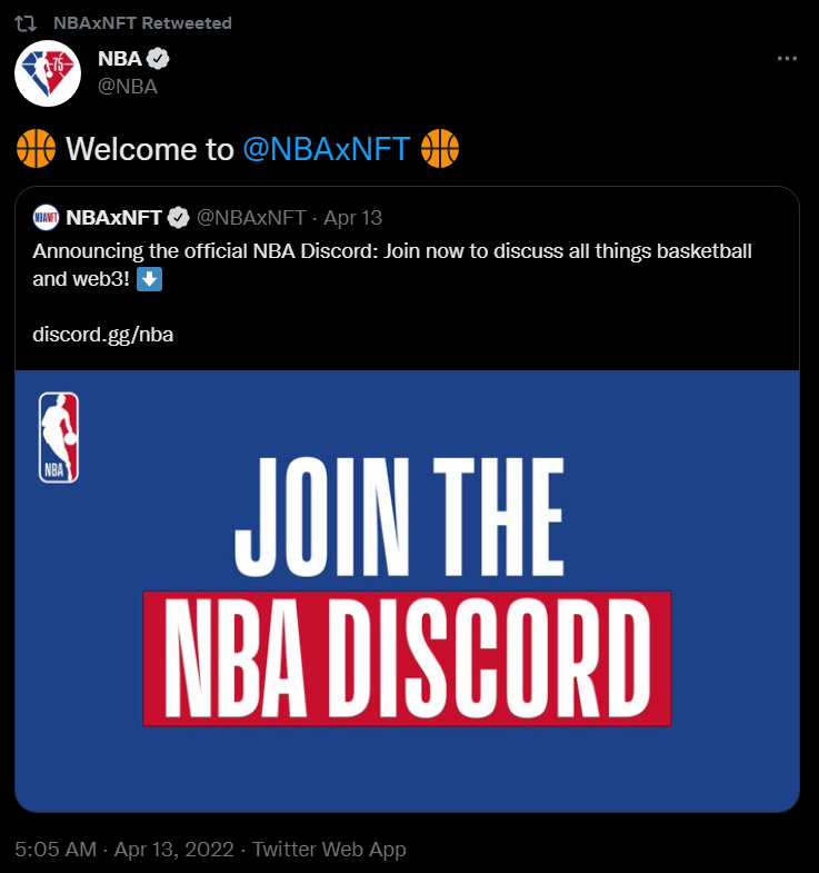 NBA Launch a New NBAxNFT Twitter Feed and Discord Server