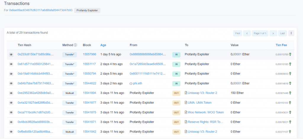Ethereum "Vanity Addresses" Made Using The Profanity Tool, Hackers Stole $3.3 Million