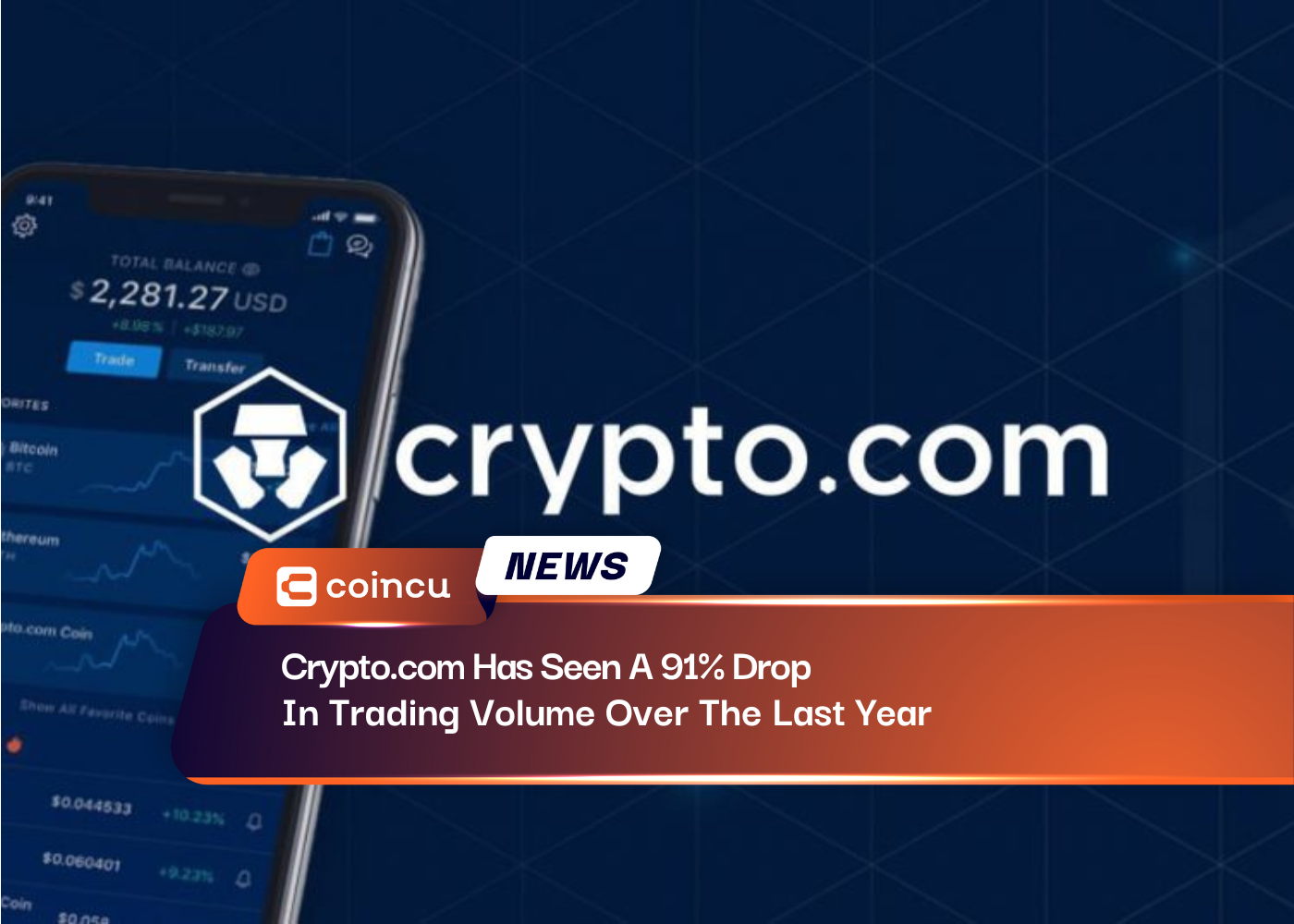 Crypto.com зафиксировал падение объёма торгов на 91% за последний год