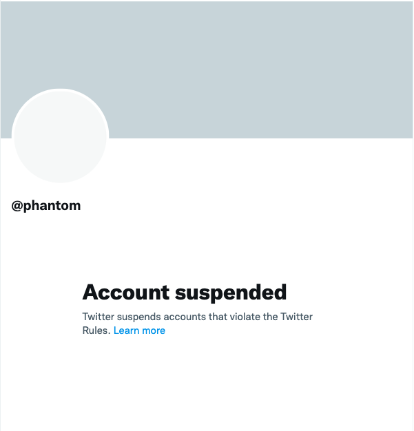 Phantom Wallet Twitter Account Officially Banned 2 Phantom Wallet Twitter Account Officially Banned
