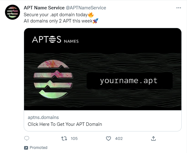 Fake Aptos Domain Name Service Promoted On Twitter 2 Fake Aptos Domain Name Service Promoted On Twitter