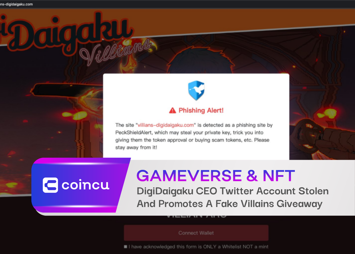 DigiDaigaku CEO Twitter Account Stolen And Promotes A Fake Villains Giveaway