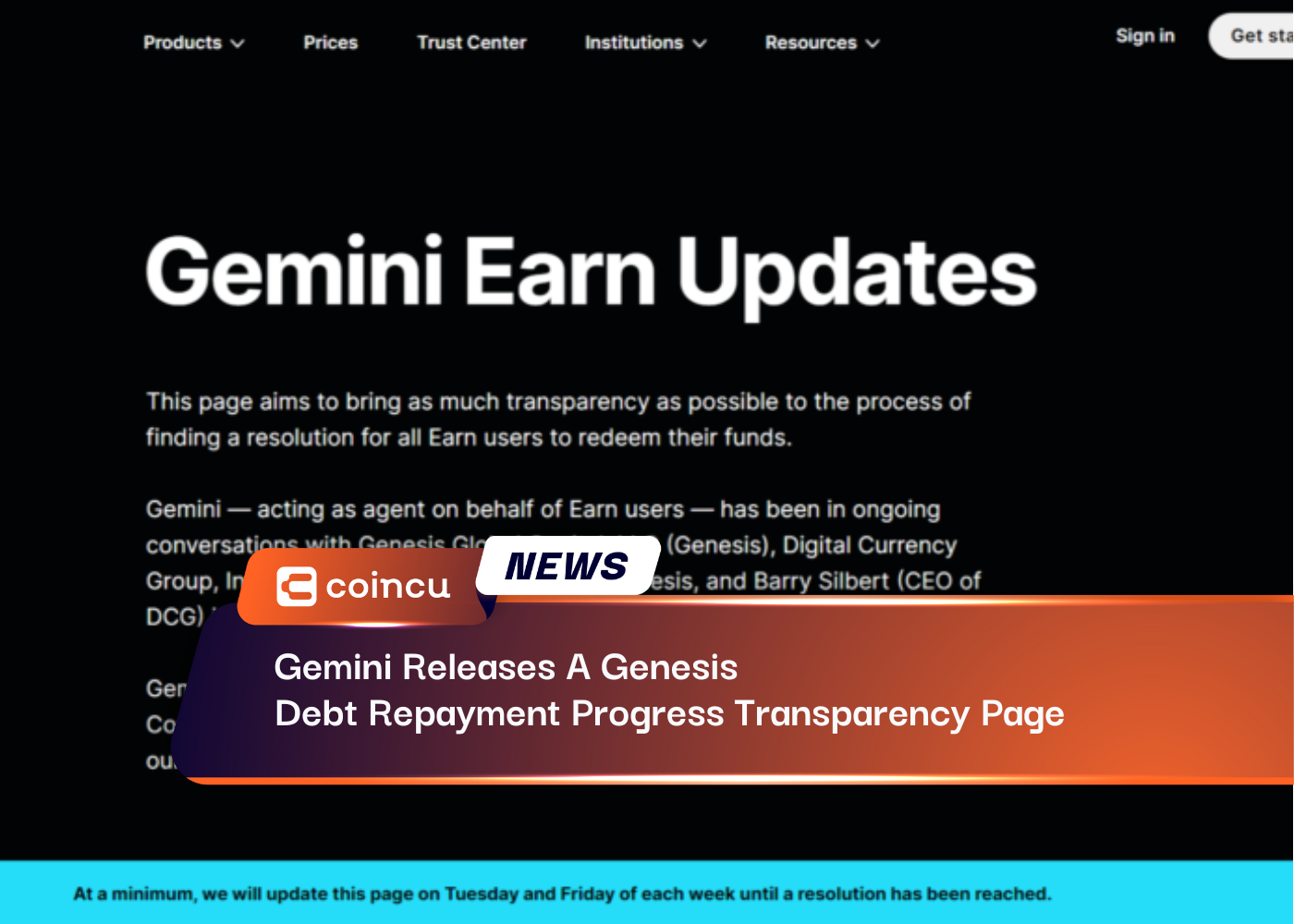 Gemini Releases A Genesis Debt Repayment Progress Transparency Page