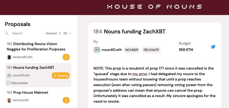 Nouns DAO Canceled Donate 100 ETH For “Blockchain Detective” ZachXBT? 2 Nouns DAO