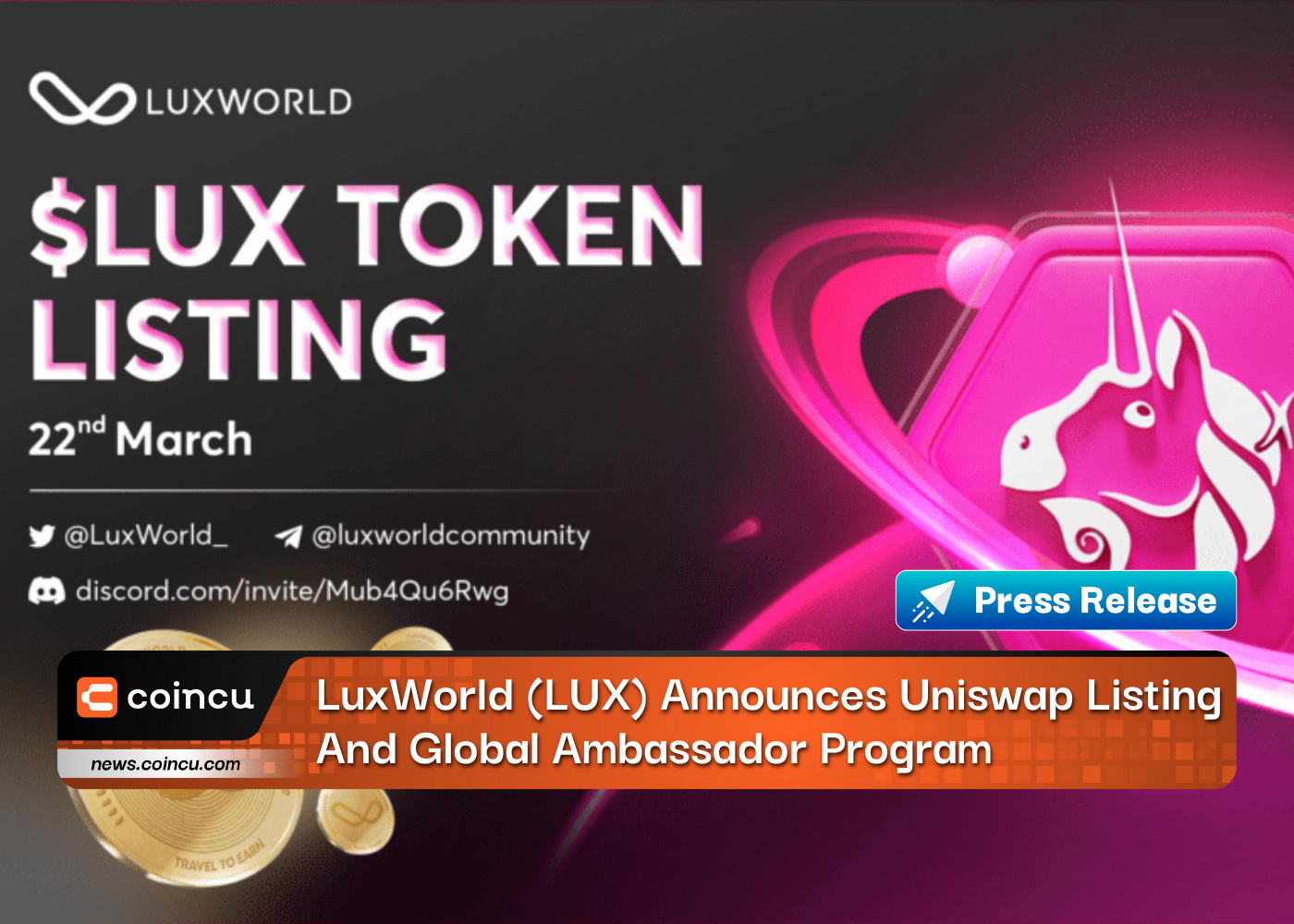 LuxWorld (LUX) Announces Uniswap Listing And Global Ambassador Program