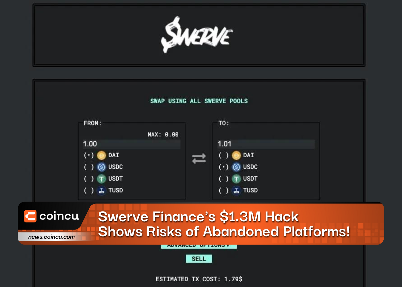Swerve Finances 1.3M Hack