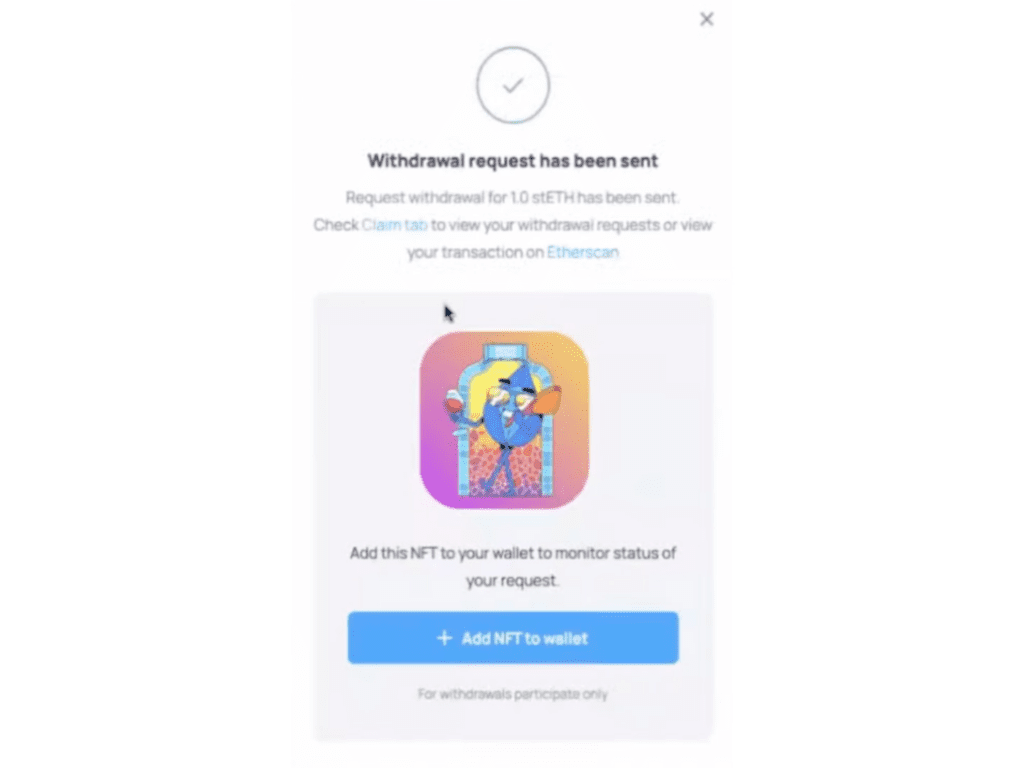 Lido Issuing NFT Attached To User's ETH Withdrawal Request 1 Lido Issuing NFT Attached To User's ETH Withdrawal Request