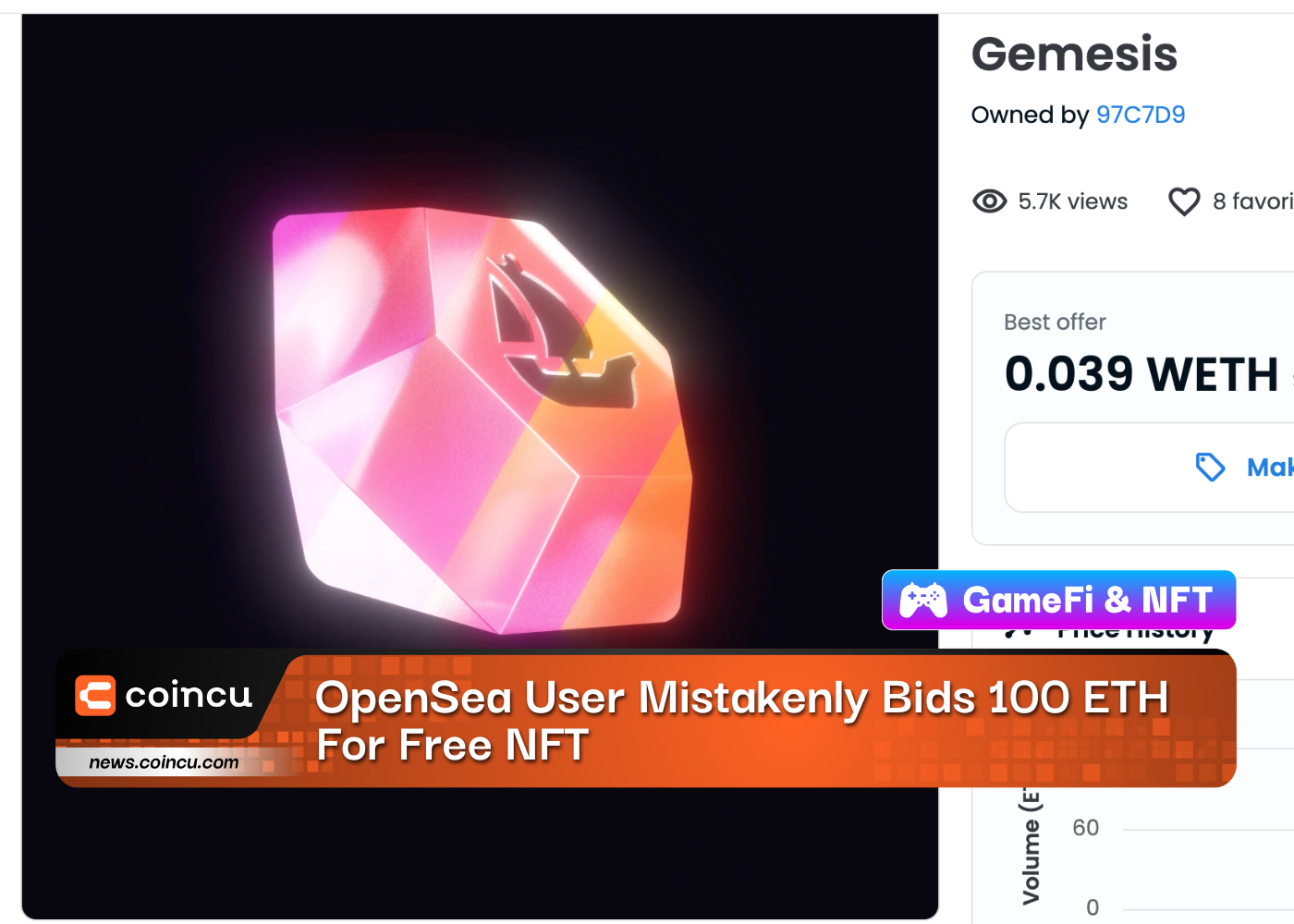OpenSea User Mistakenly Bids 100 ETH 2