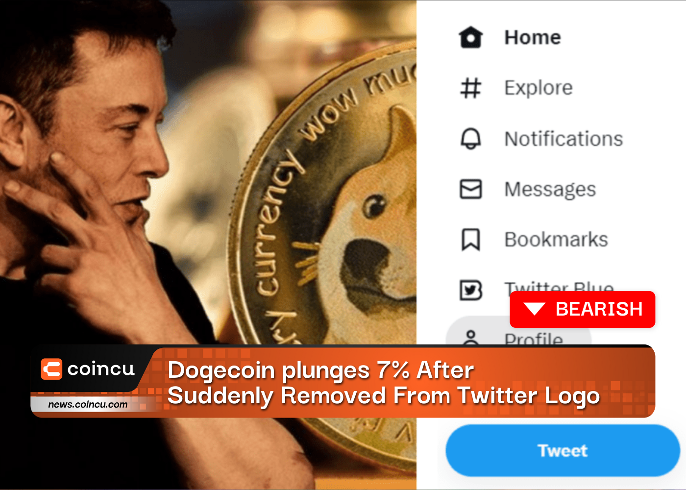 Dogecoin plunges 7% After Suddenly Removed From Twitter Logo