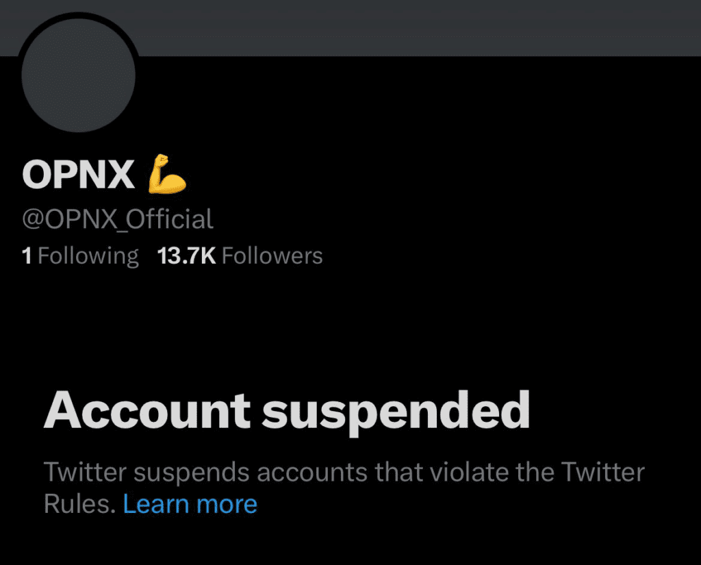 New Exchange OPNX Twitter Account Deleted After 24h Volume Reached $13.64